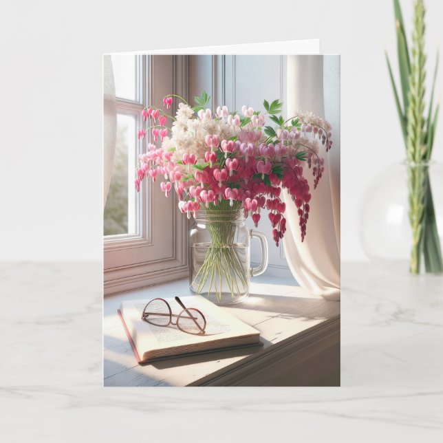 Blödning av hjärt- Bouquet med Bok Kort (Framsida)