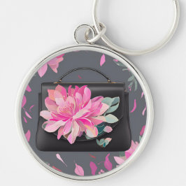 Blodning av Ro AI-konst Rund Silverfärgad Nyckelring