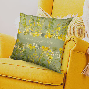 Blödning Bliss Gult & Grönt Blommigt inspiration Kudde