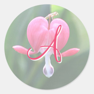 Blödning Heart Flowers Monogram A Stickers Runt Klistermärke