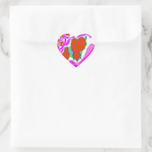 Blödning Heart Fractal Stickers Hjärtformat Klistermärke