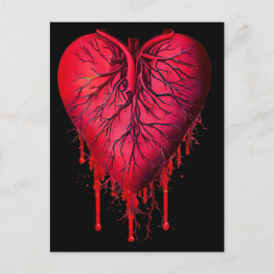 Blödning Heart Kärlek Hjärtbrytning Art Vykort