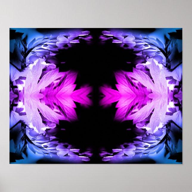 Blödning Hjärtfärgad Blommigt Svartvit tonad Abstr Poster (Framsidan)