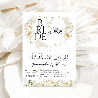 Blödning i Bloom Blommigt Heart Möhippa Inbjudningar