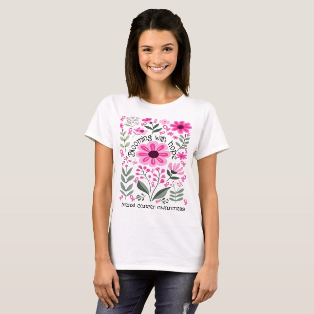 Blödning med hopp om bröstcancer t shirt (Hel framsida)