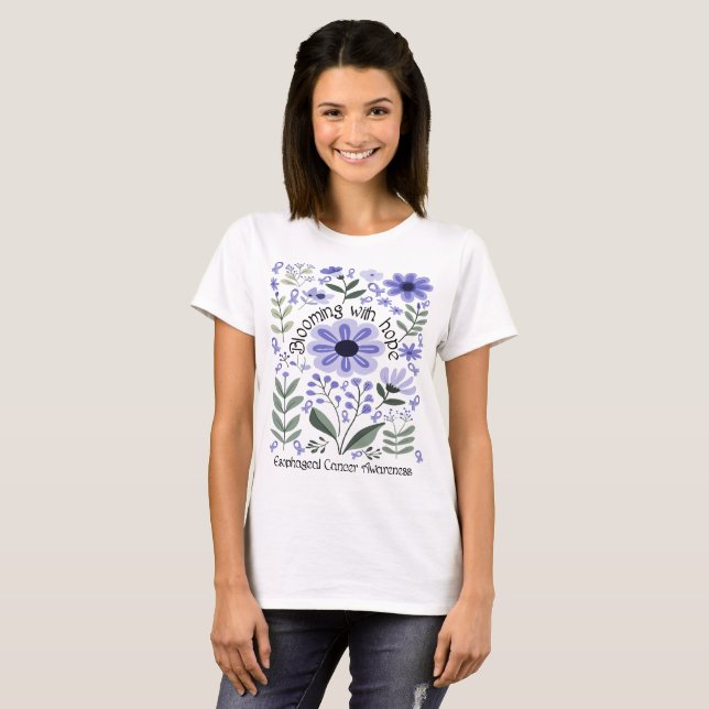 Blödning med hopp om en esofagal cancer t shirt (Hel framsida)