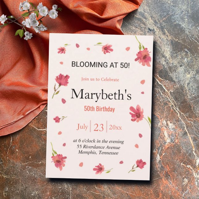 Blodning vid 50 Blommigtar Inbjudningar (Skapare uppladdad)