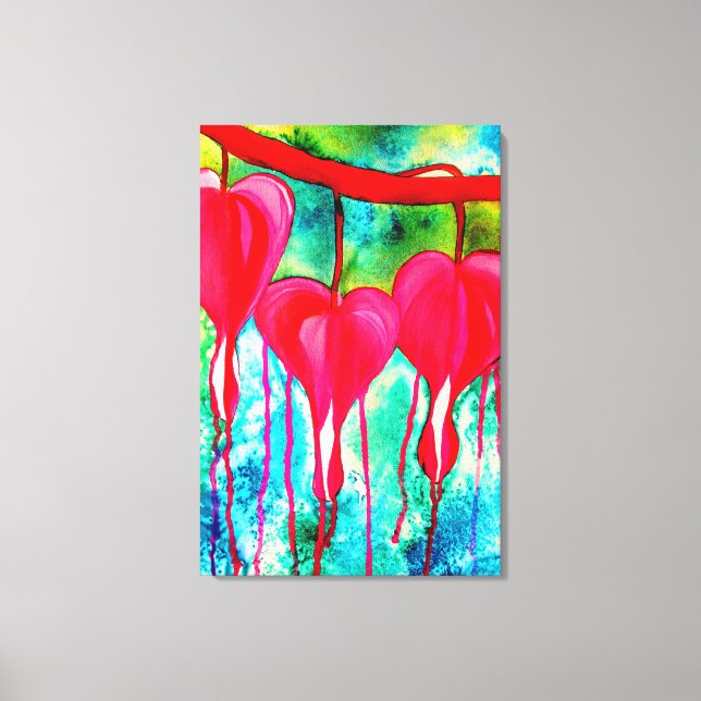 Blödningshjärtor abstrakten Vattenfärg Canvastryck (Framsida)
