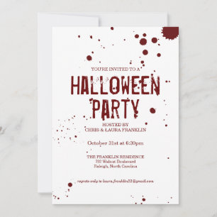 Blodplatterinbjudan till Creepy Halloween fest Inbjudningar