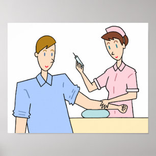 Blodprovstagning och vaccination. poster