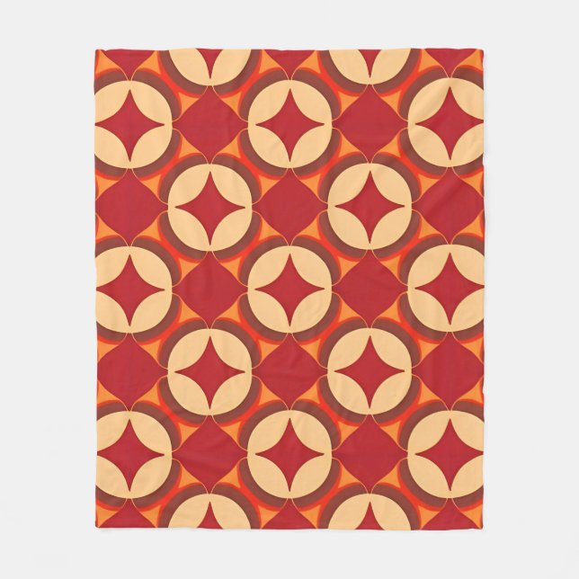 🔺✨ Blodröd geometri Modern abstrakt energiflöde Fleecefilt (Framsidan)