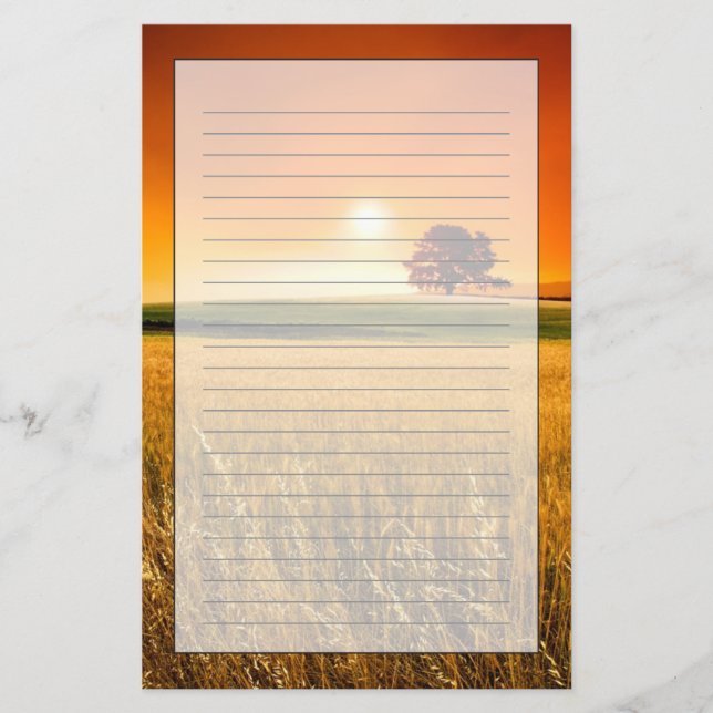 Blodröd solnedgång brevpapper (Framsida)