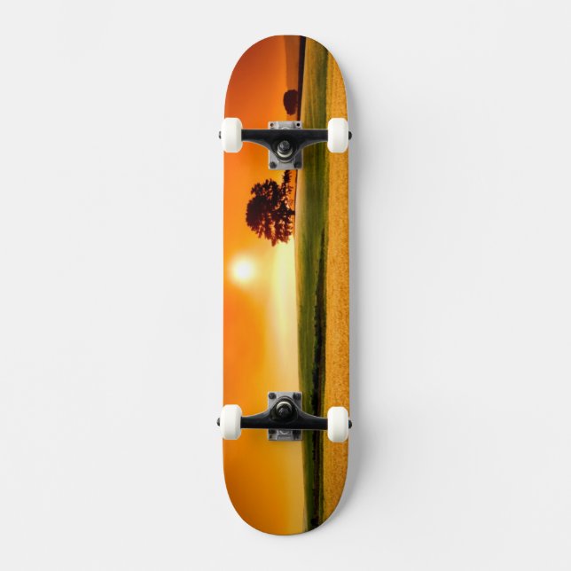 Blodröd solnedgång mini skateboard bräda 18,7 cm (Framsida)