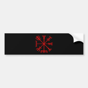 Blodröd Vegvísir (Vikingkompass) Bildekal