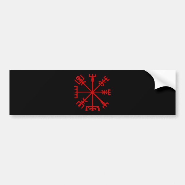 Blodröd Vegvísir (Vikingkompass) Bildekal (Framsidan)