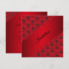 Blodröda dahlior i gotisk stil inbjudan