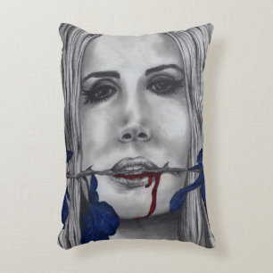 Blodrosor Vampire Kvinna Goth Original Konst Prydnadskudde