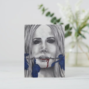 Blodrosor Vampire Kvinna Porträtt Blod Goth Konst Vykort