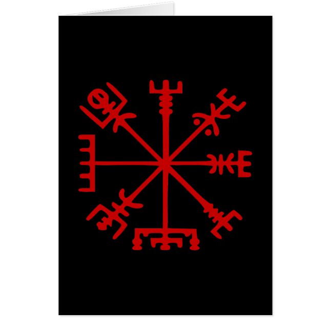 Blodrött Vegvísir-kort (Viking Compass) Hälsningskort (Framsidan)