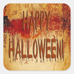 Blodspärr för happy halloween Nedfläckad Fyrkantigt Klistermärke