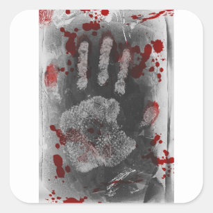 BlodSplatter Handprint Fyrkantigt Klistermärke