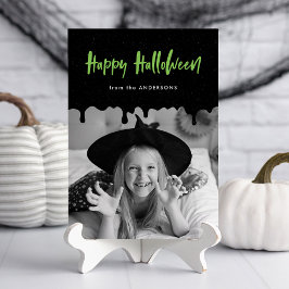 Blodstänk i Limegrön Halloween Fotokort