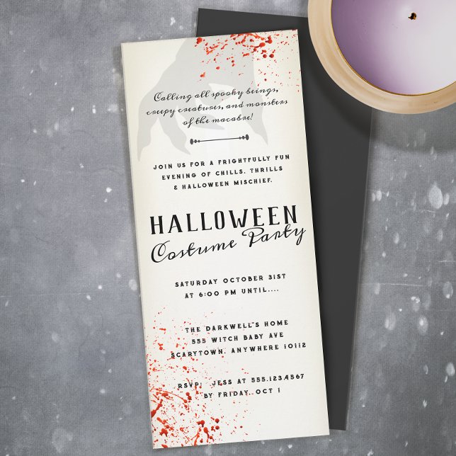 Blodstänk Invitation till vuxen Halloweenfest Inbjudningar (Skapare uppladdad)