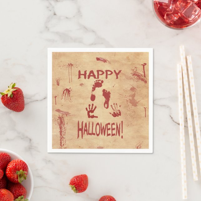 Blodstänkt Glad Halloween Pappersservett (Insitu)