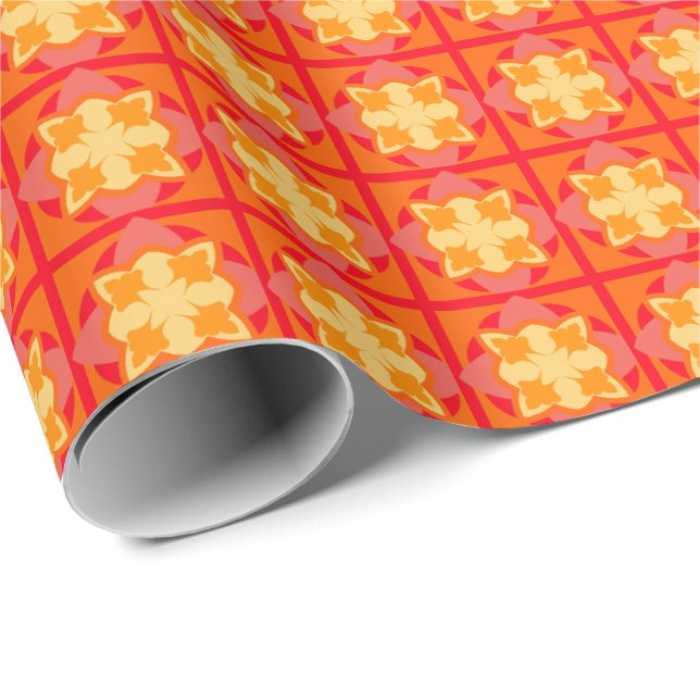 Blodsvällning Papper Orange Presentpapper (Rullad Hörn)