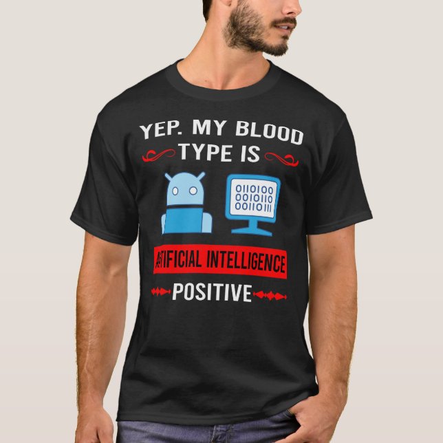 Blodtyp Artificiell Intelligens AI T Shirt (Framsida)