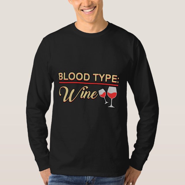 Blodtyp Vin Vin Red Vin Drink T Shirt (Framsida)