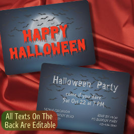 Blodtypografi av marulk, halloween fest inbjudningar