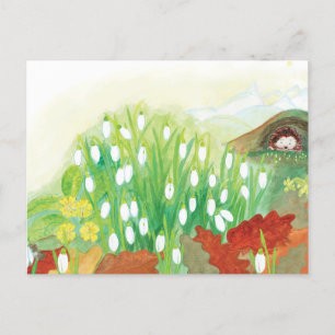 Blodvallar och Hedgehog Illustration Helg Vykort
