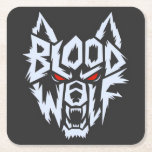Blodvarg: Alfa Awakens Underlägg Papper Kvadrat<br><div class="desc">Tvätta ut mörkret med den här slående "BLOODWOLF"-designen - en mästerlig blandning av typografi och skräckkonst. Den vita brev morfen in i en vargs våldsamma ansikte, komplett med piercing rött ögon, rakettänder, vassa tänder och spetsiga öron. Den här konstruktionen har en fetstilt svart bakgrund och är en kyllande perfekt för...</div>