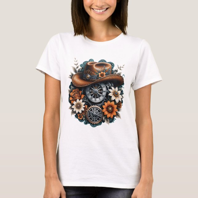 Blodväxlar: Steampunk cowboyen stil. T Shirt (Framsida)