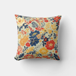 Blodvit, gult och vit flora kudde