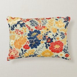 Blodvit, gult och vit flora prydnadskudde