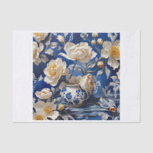 Bloemen in vaas decoupage tissue papier