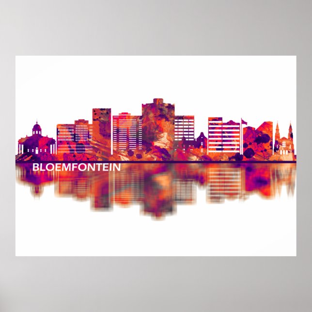 Bloemfontein South Afrika Skyline Poster (Framsidan)