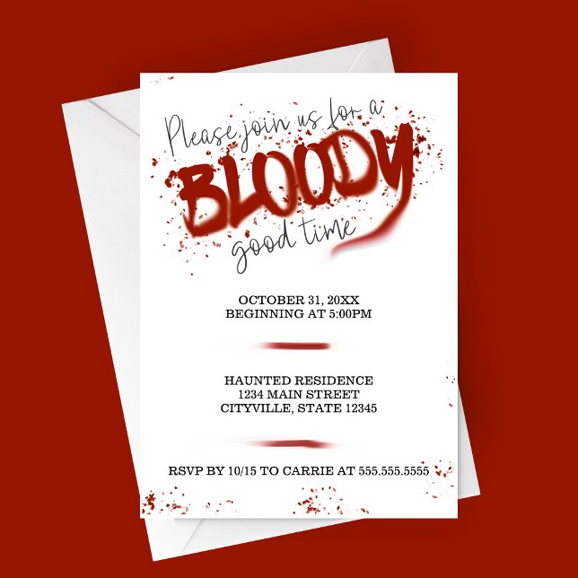 Bloggad Bra Halloween fest-inbjudan Inbjudningar (Bloody Good Time | Spooky Halloween Party Invitation)