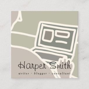 bloggare för online av bärbar dator fyrkantigt visitkort