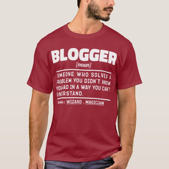 Bloggare Noun Definition Funny Writer Quote Coola T Shirt (Framsida)