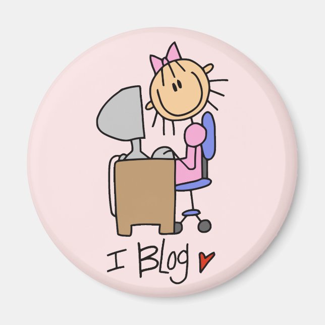 Bloggarn Stick figur Internet Magnet (Framsidan)