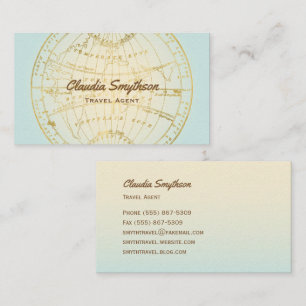 Bloggarn Travel Agent Golden Karta Teal Ombre Visitkort