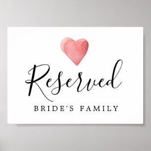 Bloggen DIY Red Watercolor Heart Bröllop Reserved Poster