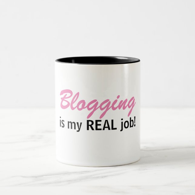 Blogging är mitt VERKLIGA jobb - blogglivmugg Två-Tonad Mugg (Center)