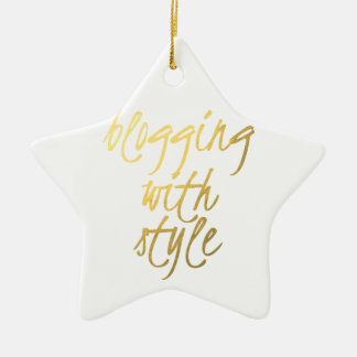 Blogging med stil - guld skrivar julgransprydnad keramik
