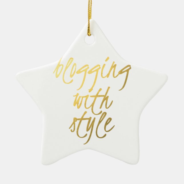 Blogging med stil - guld skrivar julgransprydnad keramik (Framsidan)