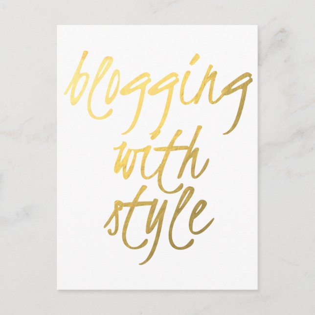 Bloggning med Stil - Guld-skript Vykort (Framsida)