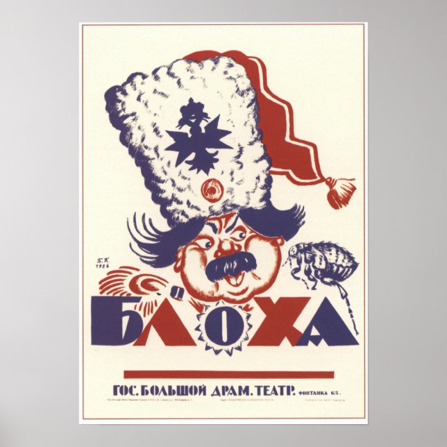 "Bloha" Liteiny Theater Sovjetunionen 1926 Poster (Framsidan)
